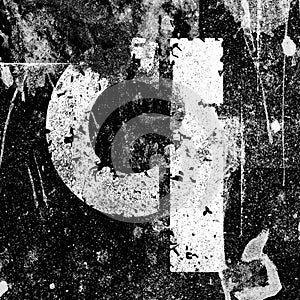 Alphabet Q, army letter typography design, black and white, ink splash grunge watercolor splatter