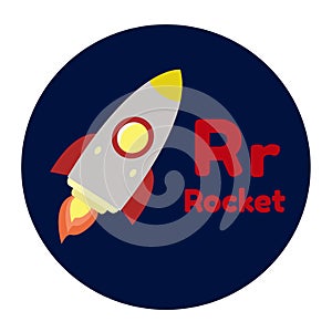 Alphabet R Rocket Cartoon Illustration Vector For Kid