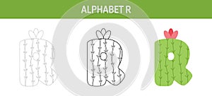 Alphabet R tracing and coloring worksheet for kids