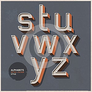Alphabet retro colour style.