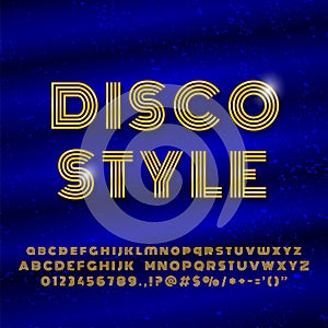 Alphabet in Retro style Disco font effect