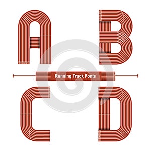 Alphabet Running Track style in a set ABCD