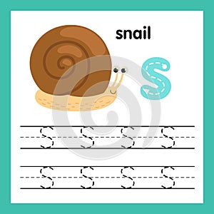 Alphabet S exercise with cartoon vocabulary