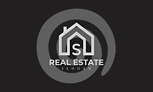 Alphabet S Real Estate Monogram Vector Logo Design, Letter S House Icon Template