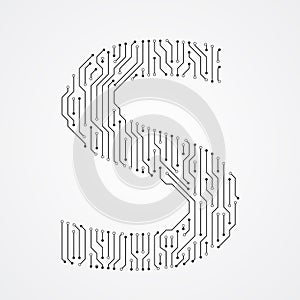 Alphabet S shape digital line design