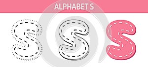 Alphabet S tracing and coloring worksheet for kids