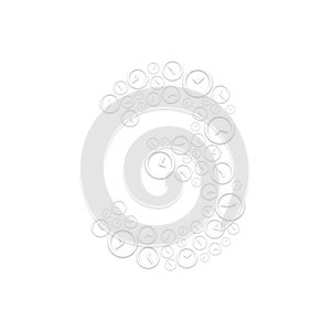 Alphabet set letter number three or 3, Clock shuffle pattern, Time system concept design illustration isolated on white background