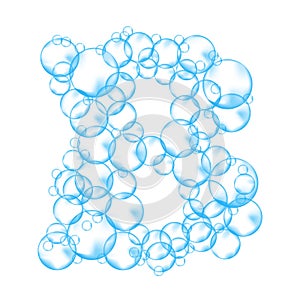 Alphabet of soap bubbles. Water suds letter b. Realistic vector font isolated on white background