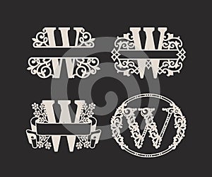 Alphabet Split Monograms,  Split Letter Monogram,  Alphabet Frame Font. Laser cut template. Initial monogram letters.