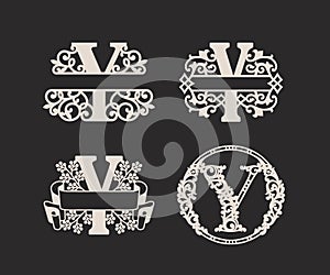 Alphabet Split Monograms,  Split Letter Monogram,  Alphabet Frame Font. Laser cut template. Initial monogram letters.