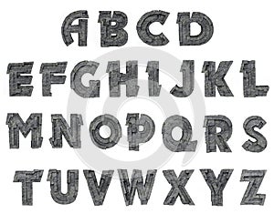 Alphabet with Stone Fonts in3D