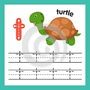Alphabet T exercise with cartoon vocabulary