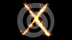 Alphabet x text sparkler glitter sparks firework loop animation