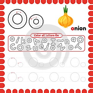 Alphabet Tracing Worksheet with letters. Writing practice letter O