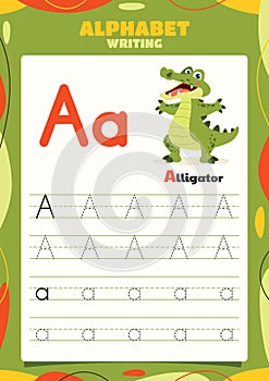 Alphabet Tracing Worksheet Template With Animal