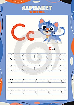 Alphabet Tracing Worksheet Template With Animal