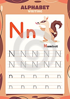 Alphabet Tracing Worksheet Template With Animal