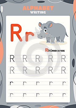 Alphabet Tracing Worksheet Template With Animal