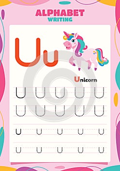 Alphabet Tracing Worksheet Template With Animal