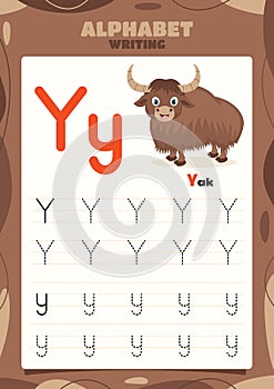 Alphabet Tracing Worksheet Template With Animal