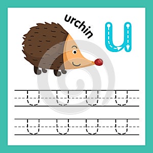 Alphabet U exercise with cartoon vocabulary
