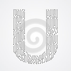 Alphabet U shape digital line design