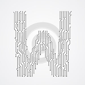 Alphabet W shape digital line design