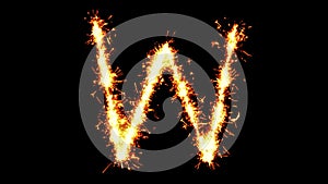 Alphabet W Text Sparkler Glitter Sparks Firework Loop Animation