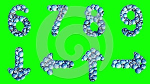 Alphabet from water bubble isolated on a green background.