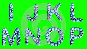 Alphabet from water bubble isolated on a green background.