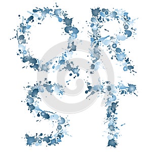 Alphabet water drop QRST