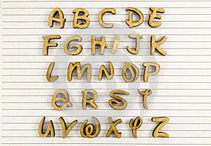 Alphabet wood script letters lined paper