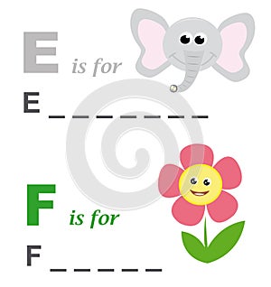 El alfabeto una palabra juega un elefante a flor 