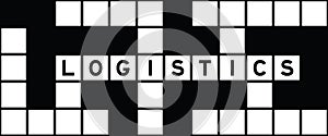 Alphabet in word logistics on crossword puzzle background