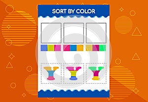 Alphabet Y sorts by color for kids. Good for school and kindergarten projects