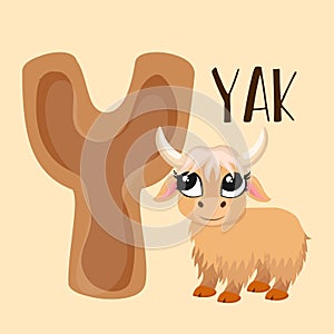 ALPHABET y yak vector educational Animals Alphabet y Is For yak
