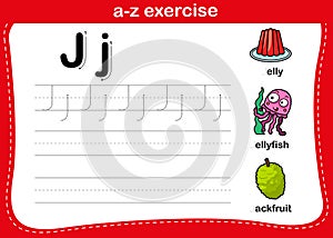 Alphabet a-z exercise with cartoon vocabulary