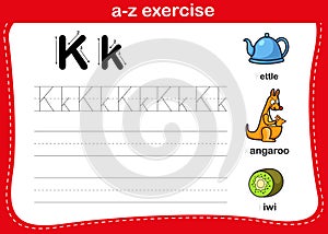 Alphabet a-z exercise with cartoon vocabulary