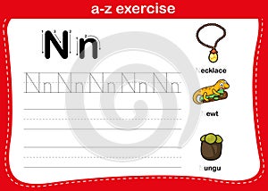 Alphabet a-z exercise with cartoon vocabulary