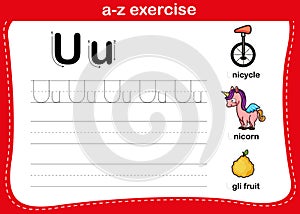 Alphabet a-z exercise with cartoon vocabulary
