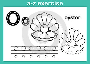 Alphabet a-z exercise with cartoon vocabulary for coloring book