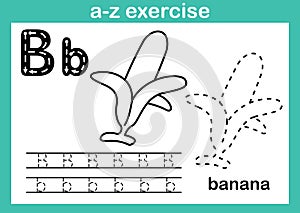 Alphabet a-z exercise with cartoon vocabulary for coloring book