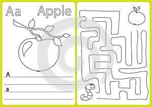 Alphabet A-Z - puzzle Worksheet, Exercises for kids - Coloring book