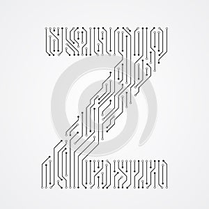 Alphabet Z shape digital line design