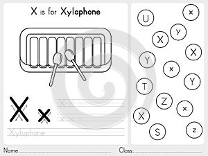 Alphabet A-Z Tracing and puzzle Worksheet, Exercises for kids - Coloring book