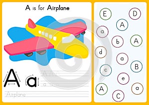 Alphabet A-Z Tracing and puzzle Worksheet, Exercises for kids - illustration and vector