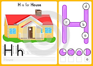 Alphabet A-Z Tracing and puzzle Worksheet, Exercises for kids - illustration and vector