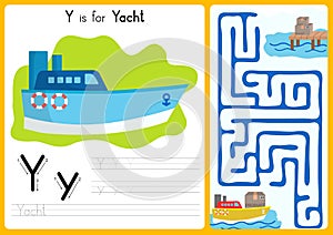 Alphabet A-Z Tracing and puzzle Worksheet, Exercises for kids - illustration and vector