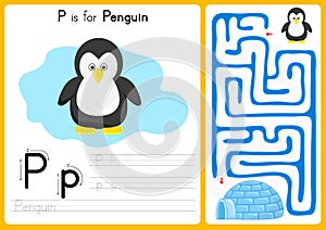 Alphabet A-Z Tracing and puzzle Worksheet, Exercises for kids - illustration and vector