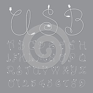 Alphabetic fonts and numbers with usb style photo